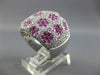 EXTRA LARGE 4.11CT DIAMOND & AAA PINK SAPPHIRE 18KT WHITE GOLD MULTI FLOWER RING