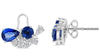 3.41CT DIAMOND & AAA SAPPHIRE 18K WHITE GOLD ROUND & PEAR SHAPE FLORAL EARRINGS