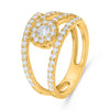 ESTATE WIDE .88CT DIAMOND 14K YELLOW GOLD MULTI ROW CRISS CROSS FLOWER LOVE RING
