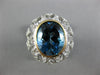 LARGE 6.04CT AAA LONDON BLUE TOPAZ & WHITE SAPPHIRE 14KT 2 TONE GOLD OVAL RING