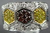 ESTATE WIDE 1.36CT MULTI COLOR DIAMOND 14KT WHITE GOLD 3D HEXAGON RING