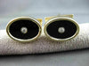 ANTIQUE .16CT OLD MINE DIAMOND & AAA OVAL ONYX 14K YELLOW GOLD CUFF LINKS #23084