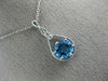 ESTATE 1.47CT DIAMOND & AAA BLUE TOPAZ 14K WHITE GOLD TEAR DROP FILIGREE PENDANT
