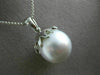 ESTATE LARGE .75CT DIAMOND & AAA SOUTH SEA PEARL 18K WHITE GOLD FLOATING PENDANT