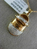 ESTATE LARGE .43CT DIAMOND 14KT ROSE GOLD 3D BABY SHOE PAVE FUN FLOATING PENDANT