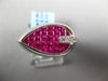 3.15CT DIAMOND & AAA RUBY 18KT WHITE GOLD 3D PRINCESS TEAR DROP MENS PINKIE RING