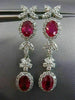 ESTATE LARGE CERTIFIED 4.77CT DIAMOND & RUBY 18KT WHITE GOLD FLORAL EARRINGS E/F