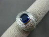 ESTATE LARGE 2.90CT DIAMOND & AAA SAPPHIRE 18KT WHITE GOLD PAVE ENGAGEMENT RING