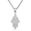 ESTATE SMALL .12CT DIAMOND 14KT WHITE GOLD CHAMSA HAMSA LUCKY FLOATING PENDANT