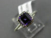 ESTATE .87CT DIAMOND & AAA AMETHYST 14KT WHITE GOLD SQUARE HALO ENGAGEMENT RING