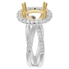 ESTATE 1.29CT DIAMOND 14KT TWO TONE GOLD OVAL & ROUND SEMI MOUNT ENGAGEMENT RING