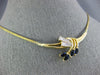 ESTATE LARGE 1.20CT DIAMOND & AAA SAPPHIRE 14KT YELLOW GOLD LEAF NECKLACE #1112