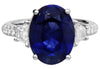 LARGE 7.49CT DIAMOND & AAA SAPPHIRE 18KT WHITE GOLD OVAL ROUND & TRAPEZOID RING