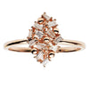 ESTATE WIDE .18CT BAGUETTE DIAMOND 18KT ROSE GOLD 3D MARQUISE SHAPE CLUSTER RING