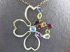 ESTATE 3.25CT DIAMOND & AAA MULTI GEM 14K YELLOW GOLD FLOWER MULTI HEART PENDANT