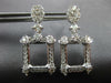 ESTATE 1.72CT DIAMOND 14KT WHITE GOLD 3D OPEN SQUARE OVAL HANGING EARRINGS