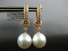 1.49CT DIAMOND & SOUTH SEA PEARL 18K ROSE GOLD 3D ETOILE HUGGIE HANGING EARRINGS