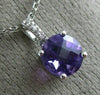 ESTATE .71CT DIAMOND & AAA AMETHYST 14KT WHITE GOLD 3D ROUND FLOATING PENDANT