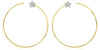 ESTATE LARGE .10CT DIAMOND 14KT YELLOW GOLD 3D STAR FUN HOOP HANGING EARRINGS