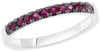 ESTATE .35CT AAA RUBY 14K WHITE GOLD 3D ROUND CLASSIC 12 STONE ANNIVERESARY RING