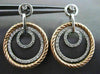 ESTATE LARGE 1.0CT DIAMOND 14K WHITE & ROSE GOLD 3D CIRCLE OF LIFE HOOP EARRINGS