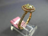 ESTATE .88CT PINK & GREEN DIAMOND 18KT ROSE GOLD 3D DOUBLE HALO ENGAGEMENT RING