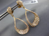 ESTATE 1.09CT DIAMOND 18KT ROSE GOLD 3D OPEN TEAR DROP PAVE HANGING EARRINGS