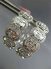 ESTATE LARGE 2.18CT DIAMOND 18KT WHITE GOLD 3D HALO OVAL HUGGIE HANGING EARRINGS