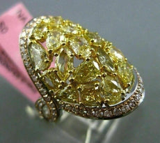 ESTATE MASSIVE 4.10CT INTENSE YELLOW DIAMOND 18KT WHITE & YELLOW GOLD LOVE RING