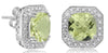 4.14CT DIAMOND & AAA GREEN AMETHYST 14KT WHITE GOLD 3D CUSHION & ROUND EARRINGS