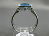 ESTATE 1.31CT DIAMOND & AAA BLUE TOPAZ 14K WHITE GOLD 3 STONE FILIGREE LOVE RING