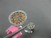 WIDE .73CT WHITE & PINK DIAMOND 18K WHITE & ROSE GOLD 3D ROUND CLUSTER FUN RING