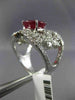 ESTATE EXTRA LARGE 5.29CT DIAMOND & AAA PEAR SHAPE RUBY 14KT WHITE GOLD 3D RING