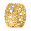LARGE .15CT DIAMOND 14KT YELLOW GOLD MULTI OVAL LINK 3 ROW FUN ANNIVERSARY RING