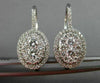 ESTATE LARGE 2.60CT DIAMOND 18KT WHITE GOLD 3D CLUSTER OVAL HANGING EARRINGS
