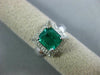 ESTATE LARGE 2.45CT DIAMOND & AAA EMERALD 18K WHITE GOLD PYRAMID ENGAGEMENT RING