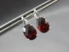 1.42CT DIAMOND & AAA GARNET 14KT WHITE GOLD 3D OVAL & ROUND FUN HANGING EARRINGS