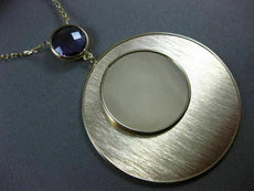 ESTATE LARGE 3.0CT DIAMOND & AAA AMETHYST 14KT YELLOW GOLD ROUND MIRROR NECKLACE