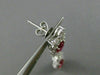 ESTATE LARGE CERTIFIED 4.77CT DIAMOND & RUBY 18KT WHITE GOLD FLORAL EARRINGS E/F