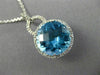 ESTATE LARGE 6.60CT DIAMOND & BLUE TOPAZ 14KT WHITE GOLD HALO ROUND HALO PENDANT