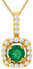 .42CT DIAMOND & AAA EMERALD 14KT YELLOW GOLD ROUND HALO SQUARE CLASSIC PENDANT