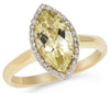 LARGE 2.89CT DIAMOND & AAA LEMON QUARTZ 14KT YELLOW GOLD 3D MARQUISE SHAPE RING