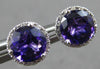 2.21CT DIAMOND & AAA AMETHYST 14K WHITE GOLD 3D ROUND CLASSIC HALO STUD EARRINGS