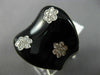 ESTATE LARGE .55CT DIAMOND & AAA BLACK ENAMEL 14KT WHITE GOLD MULTI FLOWER RING