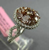 ESTATE GIA 1.86CT MULTI COLOR DIAMONDS 18K 2 TONE GOLD HEART & LOVE CLUSTER RING