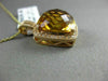 ESTATE LARGE 6.40CT DIAMOND & EXTRA FACET CITRINE 14K ROSE GOLD FLOATING PENDANT