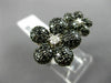 ESTATE 3.86CT WHITE & BLACK DIAMOND 14KT WHITE GOLD 3D DOUBLE FLOWER LOVE RING