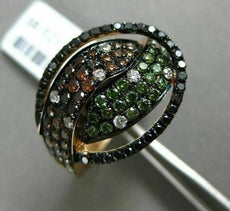 ESTATE 1.28CT WHITE & BLACK DIAMOND & AAA MULTI SAPPHIRE 18K GOLD LOVE KNOT RING