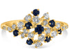 ESTATE WIDE .78CT DIAMOND & AAA SAPPHIRE 14KT YELLOW GOLD 3D CLUSTER FUN RING