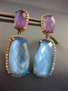ESTATE LARGE 24.98CT DIAMOND & BLUE TOPAZ & AMETHYST 14KT ROSE GOLD 3D EARRINGS